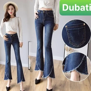 QUẦN JEAN NỮ CHẤT BÒ XANH ỐNG LOE BASS SANG CHẢNH LƯNG CAO NÂNG MÔNG CAO CẤP D-82 -DUBATI FASHION