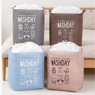 Giỏ đựng quần áo vải bố cỡ lớn, túi đựng chăn màn đa năng washday có thể gấp gọn vintage xinh xắn 88307