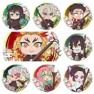 (ÔM BÚT LÔNG) Huy hiệu IN HÌNH Kimetsu no Yaiba Thanh gươm diệt quỷ anime chibi dễ thương