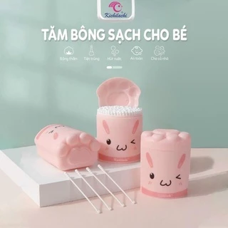 Hộp 200 tăm bông sơ sinh kichilachi heo hồng dễ thương về sinh cho bé