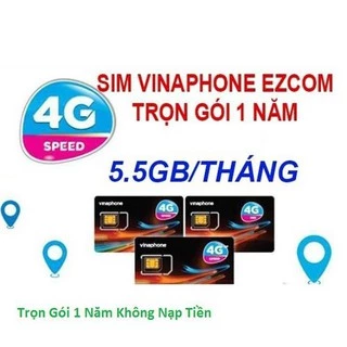 Sim Vina D500 Trọn Gói 1 Năm Sim 4G VinaPhone KM 5.5G/tháng 63gb/năm - ko cần nạp thẻ