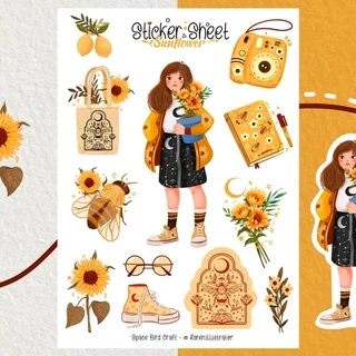 sticker sheet Sun flower - Sticker thiết kế | Bullet journal sticker