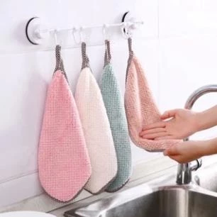 (25x25cm ) Khăn Lau Tay Nhà Bếp Có Nút Treo Tiện Lợi Có Dây Treo(....K5H401....) (Set 2 cái)