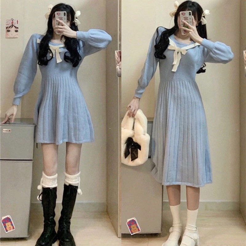 Đầm len thắt nơ Ulzzang Girl 🪞