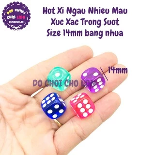 Hột xí ngầu nhiều màu xúc xắc trong suốt 14 mm bằng nhựa