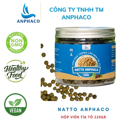 NattoAnphaco - Viên đậu tương lên men Tía tô 220g làm đẹp da, tốt cho tim mạch, hệ tiêu hóa, ngủ ngon giấc, sâu giấc