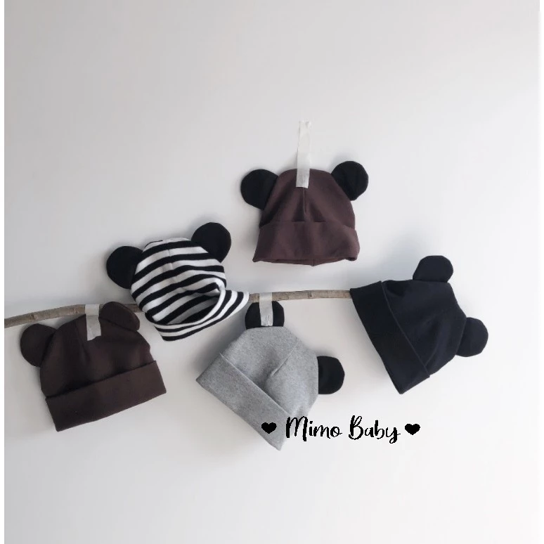 Mũ cotton tai chuột mickey cho bé - mũ trùm đầu (3-18m) MD157