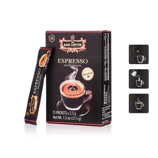 (H15)Cà Phê Đen Hòa Tan Espresso KING COFFEE - Hộp 15 gói x 2.5g