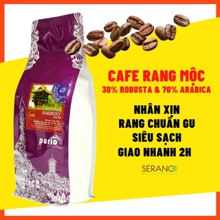 Cà phê hạt rang xay mộc nguyên chất Purio Harmony Blend đắng nhẹ 250g, 70% cafe arabica 30% robusta, pha phin, pha máy