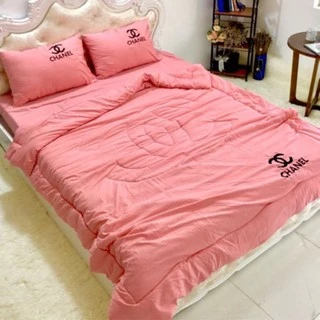 Trọn bộ 5 món ga gối chăn cotton đũi siêu mềm mịn (ib chọn mẫu)