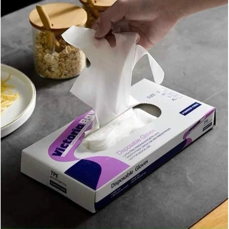 HỘP 100 CHIẾC GĂNG TAY VICTORYABAY LÀM BẾP NẤU ĂN CHẤT LIỆU TPE SIÊU DAI
