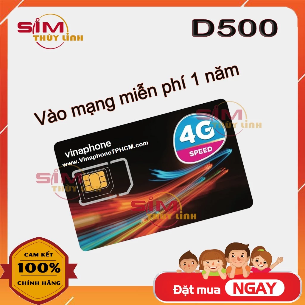 Sim 4G Vinaphone D500 💝FREESHIP💝 Sim Data tốc độ cao Miễn Phí Data 1 Năm.