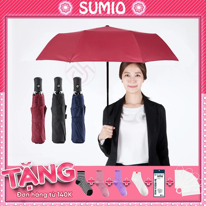 Ô dù gấp mở tự động 2 chiều cỡ  8 nan Sumio_offical xuất Nhật che mưa che nắng có nút tắt mở tự động