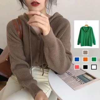 Áo khoác cardigan len có mũ phong cách Hàn Quốc kèm ảnh thật KL01