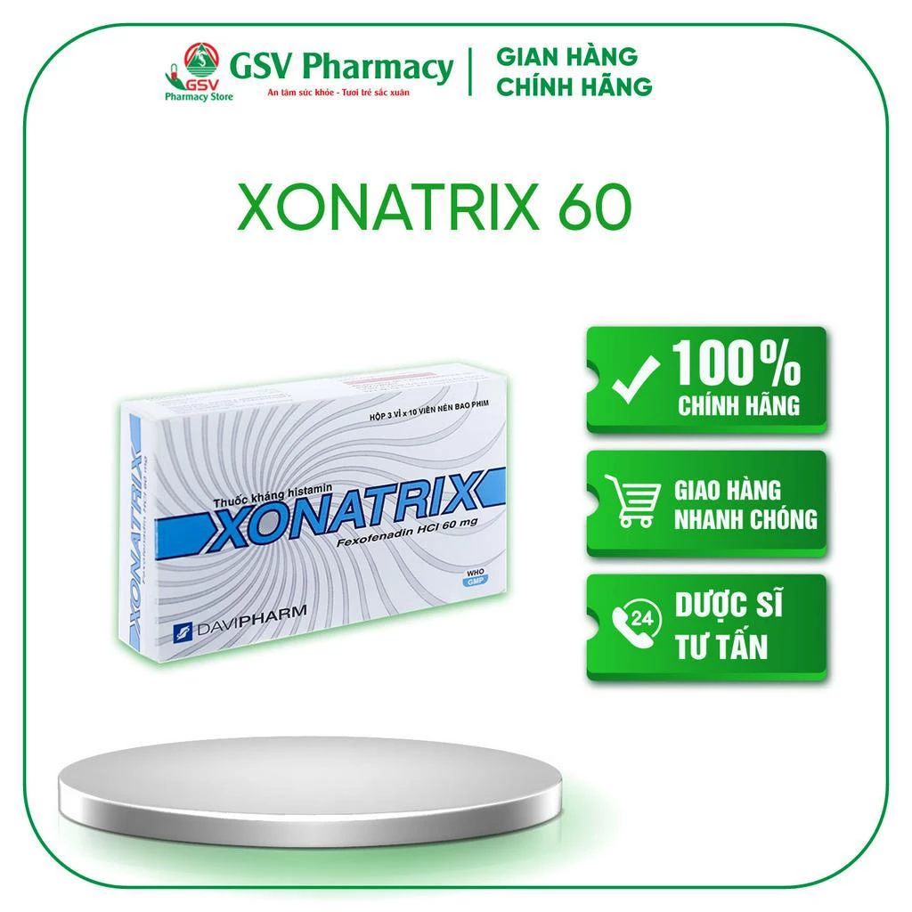 [CHÍNH HÃNG] XONATRIX 120, 60 - Giảm tình trạng ho, mày đay