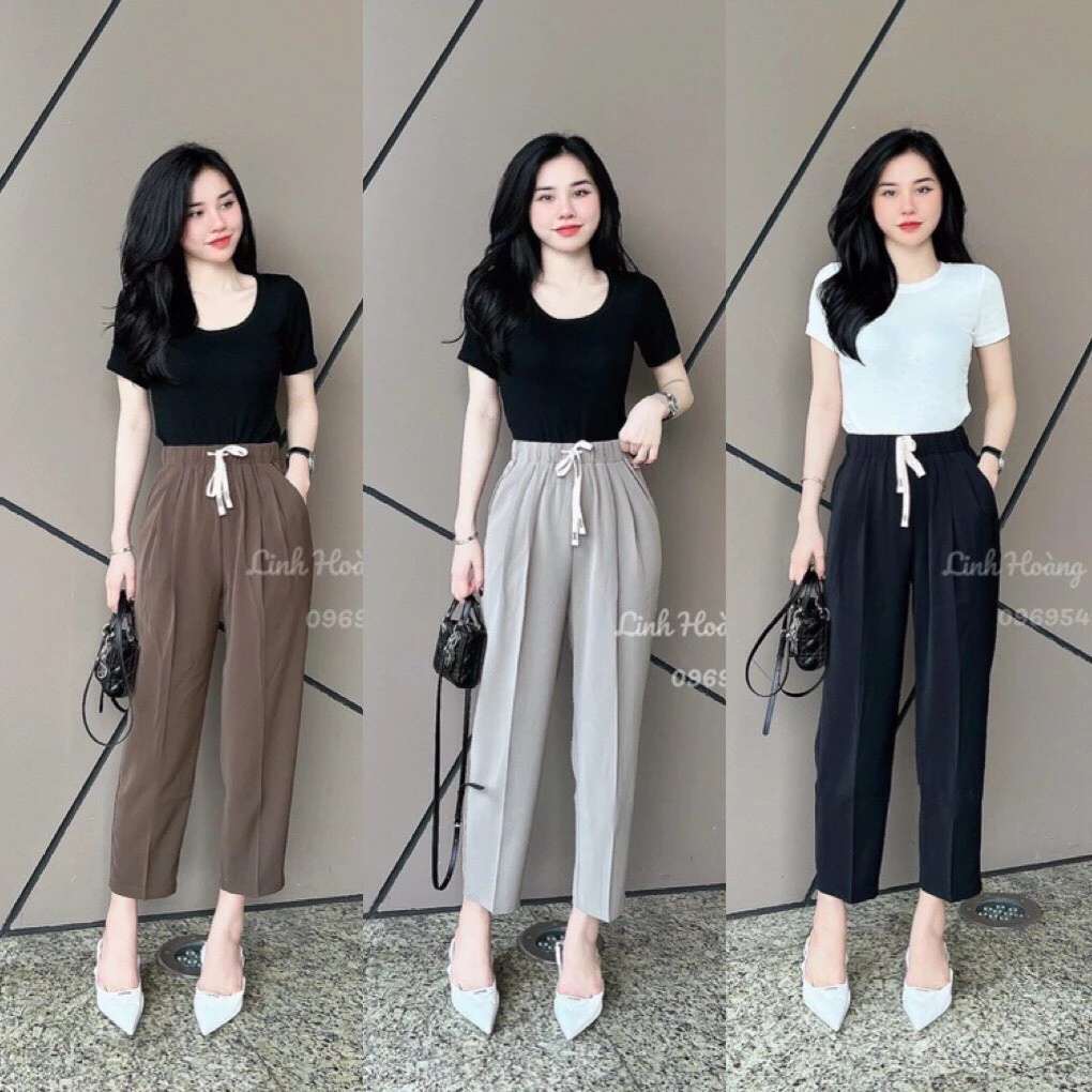 Quần baggy ruby cạp thun, quần baggy nữ vải ruby cao cấp dày dặn mịn đẹp mềm mát