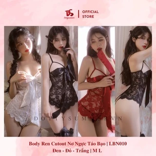 Bodysuit Ren Quyến Rũ Táo Bạo Nơ Ngực Và Xẻ Đáy LBN010