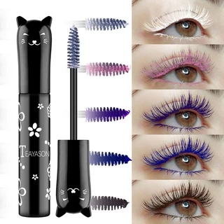 Mascara 6 Màu Sắc Tùy Chọn Chống Thấm Nước Nhanh Khô Trang Điểm Dài Cong Lông Mi Màu Xanh Dương Hồng Tím Trắng Cà Phê