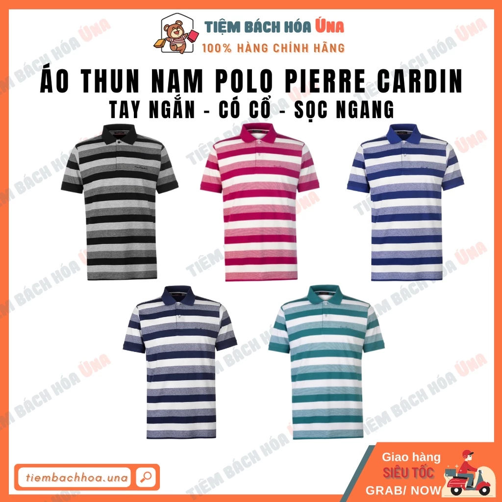 Áo thun nam Polo Pierre Cardin cao cấp tay ngắn có cổ sọc ngang