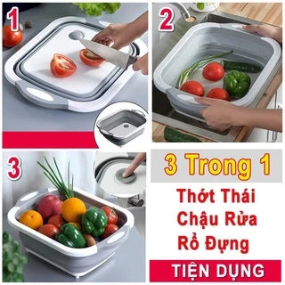 Bộ Thớt Kèm Chậu Gấp Gọn Đa Năng Mẫu Mới - Có Thể Thành Thớt - Thau Và Rổ Luôn 88011 Lavio Store