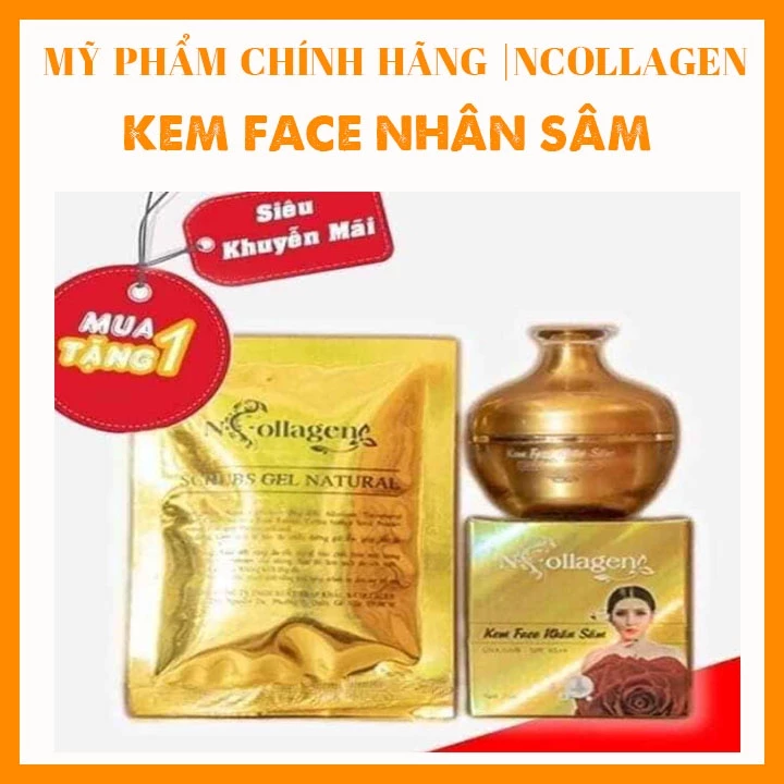 Kem Face Nhân Sâm dưỡng trắng giảm nám tàn nhang Ncollagen 25g - Tặng sét tẩy da chết làm sạch