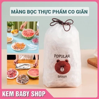 Màng bọc thực phẩm co giãn túi 100 cái - Túi bọc thực phẩm có chun co giãn hình gấu