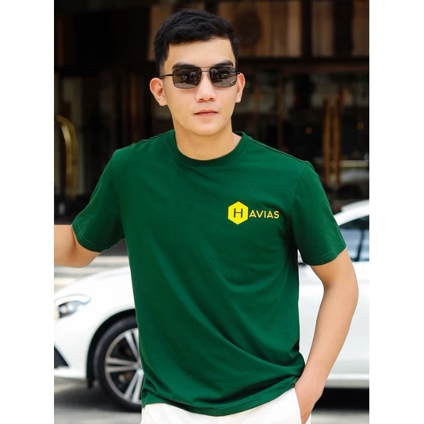 Log HAVIAS áo thun cổ tròn vải Cotton 100% Premium