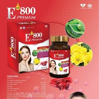 E đỏ 800 PREMIUM tinh chất lô hội + tinh dầu hoa anh thảo chống lão hóa, làm đẹp da hộp 30 viên