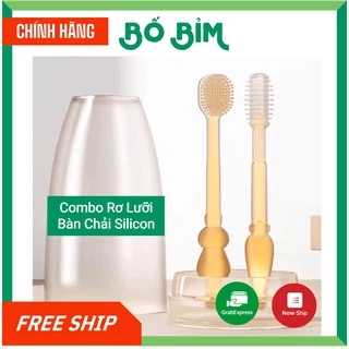 ⚡BÁN LỖ XIN 5 SAO⚡ Bộ Bàn Chải và Rơ Lưỡi Silicon Cho Bé Từ 0 - 18 Tháng