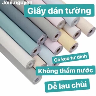 Giấy dán tường màu trơn decal keo sẵn 10m x45cm [GIÁ RẺ] - 10m Decal dán tường màu pastel Giấy dán tường chống nước 3D