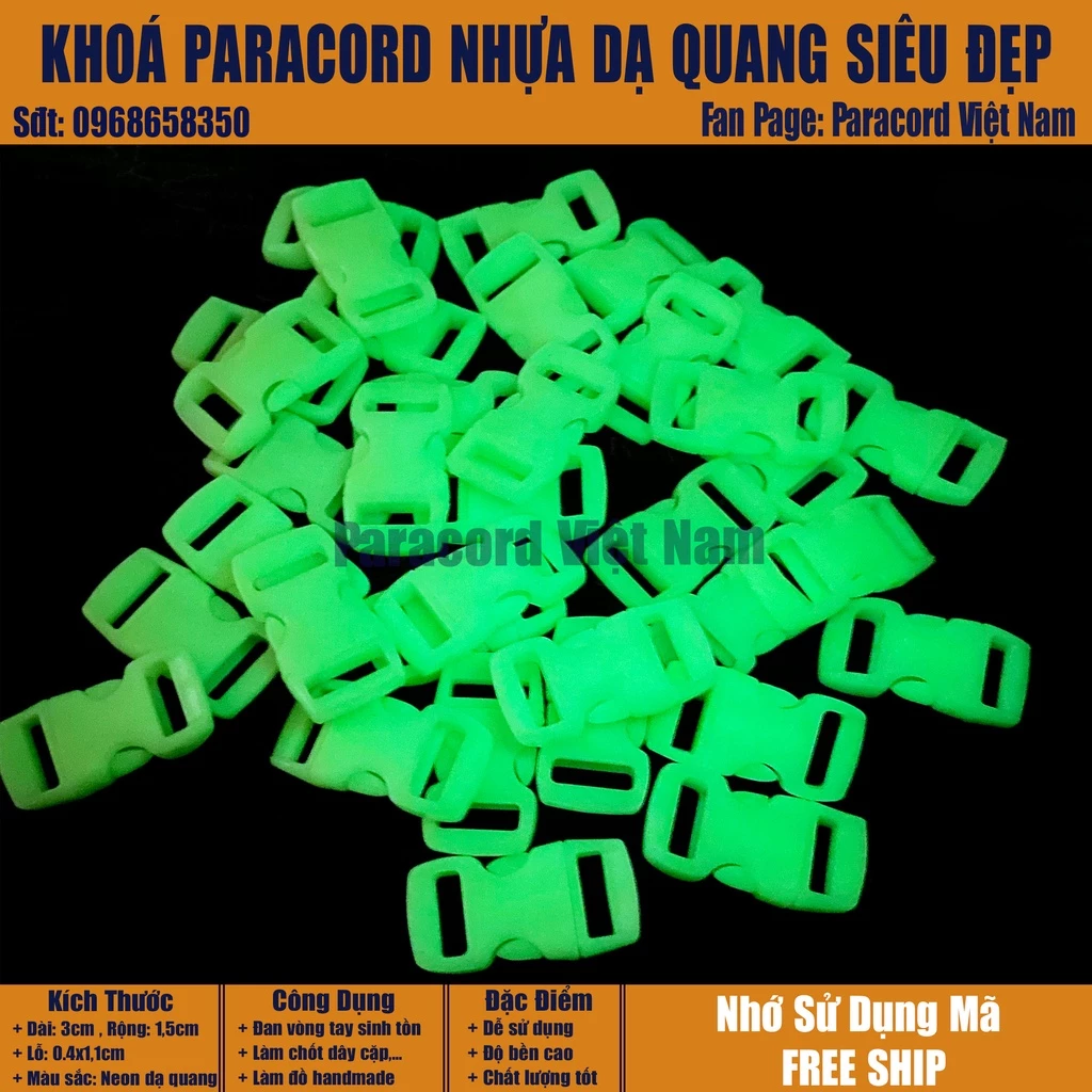 ( 2 cái ) Khóa paracord nhựa dạ quang siêu đẹp