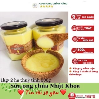 (lẻ bằng sỉ) 1kg sữa ong chúa nguyên chất , nuôi tại Lâm đồng ( 1kg/ 2 hũ thủy tinh)- hàng chính hãng