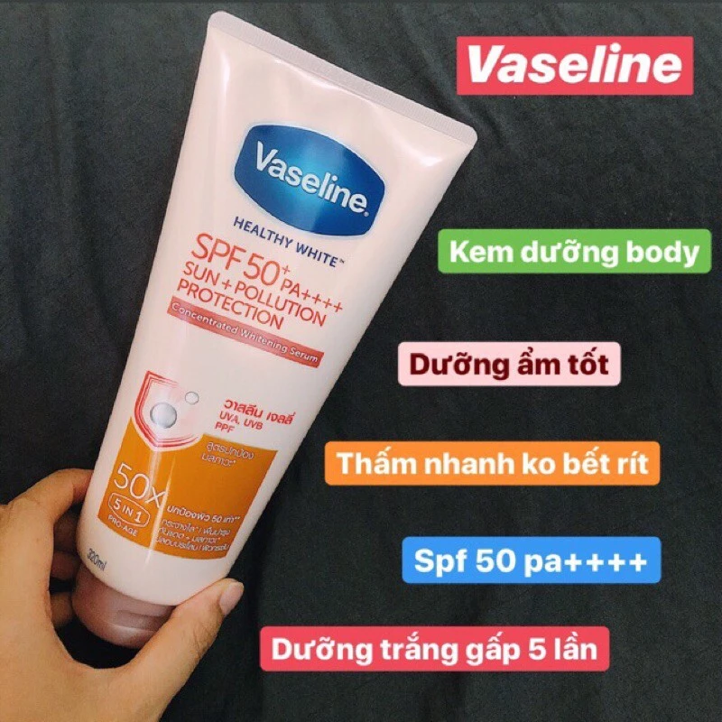 Sữa Dưỡng Thể Vaseline 50x SPF 50++ Thái Lan siêu hot