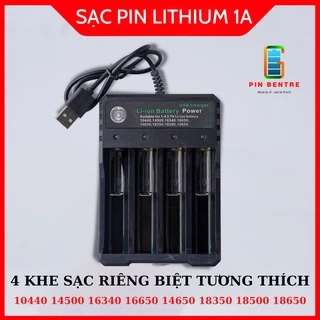 Bộ sạc 2 Pin và 4 Pin Lithium từ pin 10440 đến 18650 tự ngắt khi đầy