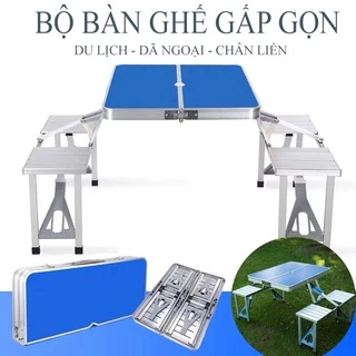 Bộ Bàn Ghế Gấp Gọn Dã Ngoại Liền Chân 4 Ghế - Bàn Xếp Dã Ngoại, Hoạt Động Ngoài Trời