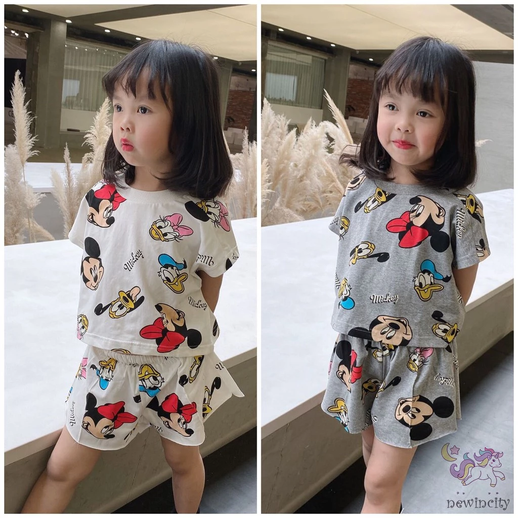  Set Áo Thun Tay Ngắn & Quần Short Cho Bé Gái