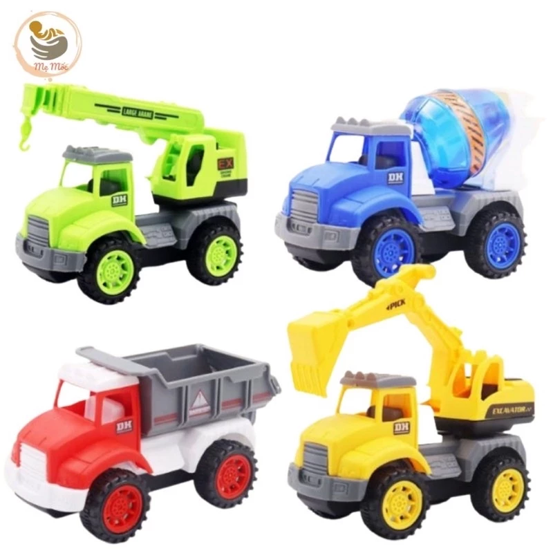 Set 4 Xe Ô Tô Đồ Chơi Cho Bé, Set Đồ Chơi 4 Ô Tô Công Trình Nhiều Màu Sắc, Mẹ Mốc Shop