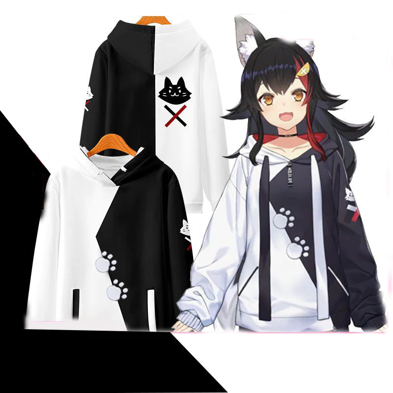 [GR] Hololive Vtuber Ookami Mio Áo Khoác Hoodie Tay Dài Hóa Trang Halloween Giản Dị