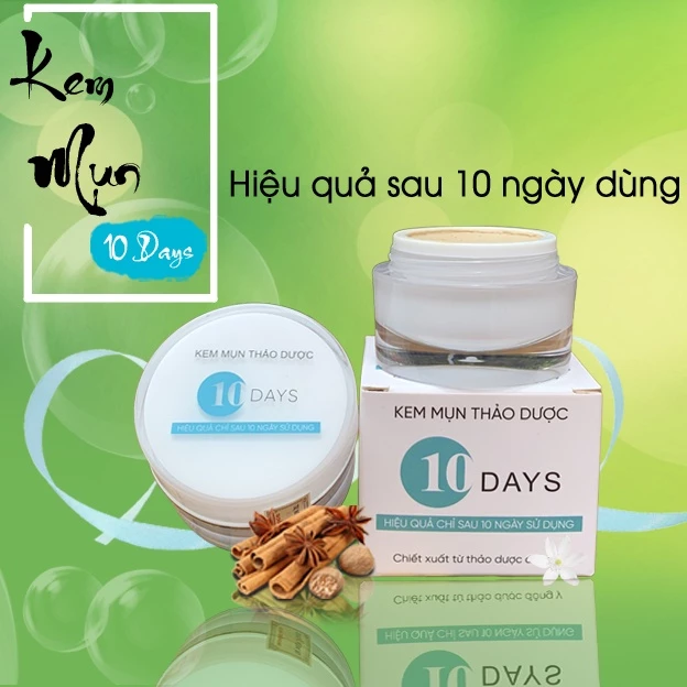 KEM MỤN 10 DAYS Handmade, Xóa Sạch mụn ẩn, mụn đầu đen, mụn bọc, thâm, dưỡng da trắng hồng_Handmade