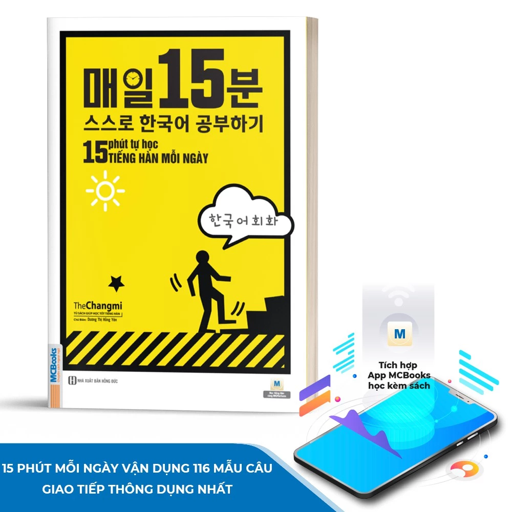 Sách - 15 Phút Tự Học Tiếng Hàn Mỗi Ngày Cho Người Mới Học - Học Kèm App Online - MCB