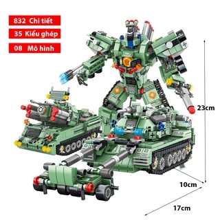 Đồ chơi lắp ráp cho bé trai Robot và Xe Tank 8 trong 1 với 832 chi tiết có thể ráp thành 25 kiểu khác nhau