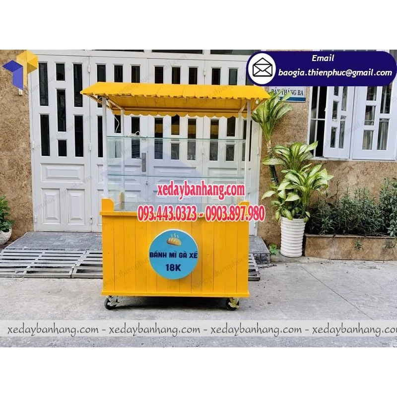Thiết kế xe đẩy bán bánh mì gà xe giá rẻ tại Tiền Giang -xedaybanhang.com