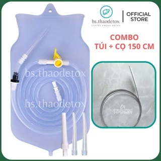 [ Chính Hãng] Bộ Dụng Cụ Túi truyền Thải Độc Cà Phê Coffee Enema Silicone  2000mL , Súc Rửa Đại Tràng, Enema bag kit