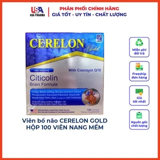 Bổ não CERELON GOLD Giúp hoạt huyết dưỡng não, tăng cường lưu thông máu, giảm tiền đình - Hộp 100 viên