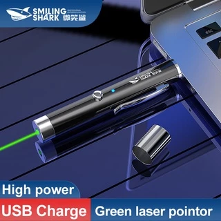 Smiling Shark Bút laser JG-0711 ánh sáng xanh lá cây 5MW 532NM USB sạc lại được mini sử dụng ngoài trời