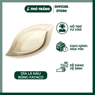 Dĩa lá nâu bóng Fataco nhựa melamine đựng các món gỏi