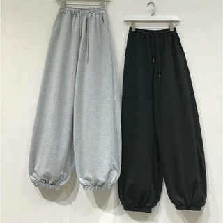 Quần jogger nỉ trơn Unisex 🦋Thun Ống Bó Cạp Chun mặc ở nhà Ullzang