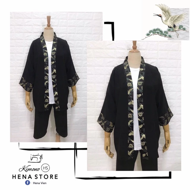 Áo Kimono Haori Viền Gấm Hạc