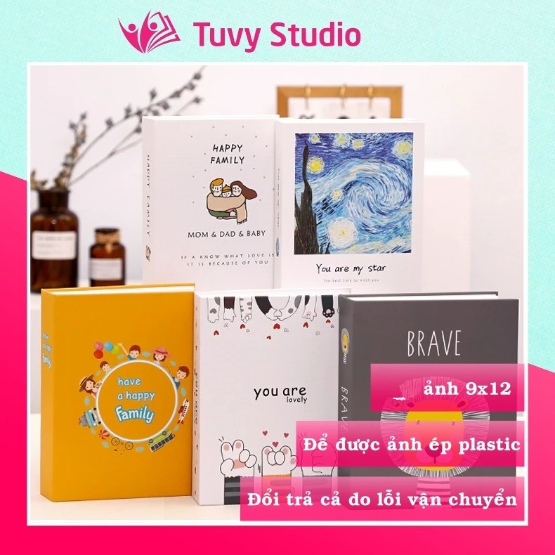 Album ảnh 9x12 đựng 200 tấm bìa giấy cứng đẹp siêu cute để ảnh cho con, ảnh gia đình, làm quà tặng tại Tú Vy Studio