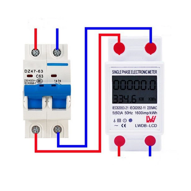 Công tơ điện tử LW 1 pha 80A /15000w, chuyên dùng đo điện tiêu thụ Kw/h chính xác với màn hình LCD to rõ nét